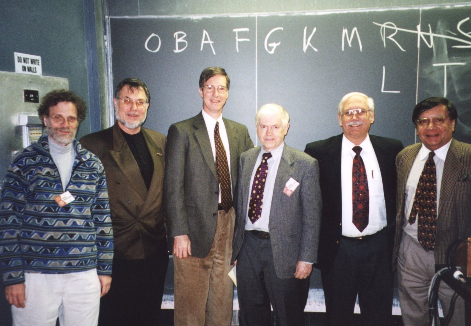 Legendary associates of Nat Sci 9 (Larry Liebovitch, Ron Bieniek, Bill DeCampli, Owen Gingerich, Bruce Carney, David Jhirad)