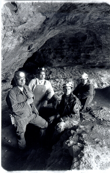 Kenny, Jon, Kally, and Trevor in a B&W shot for the Alumni Magazine